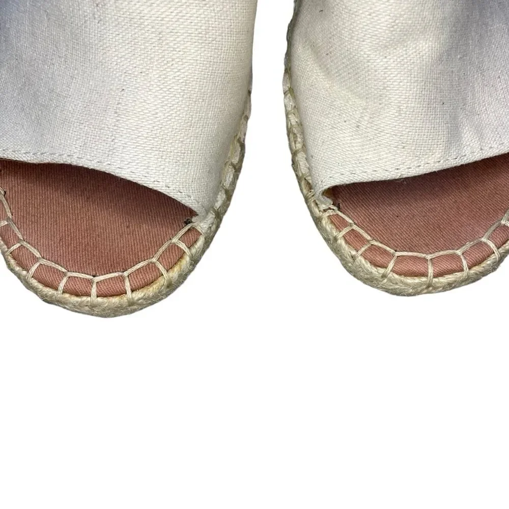 Tom's Monica Wedge Espadrille Adjustable Strap Creme Color Open Toe Size 10